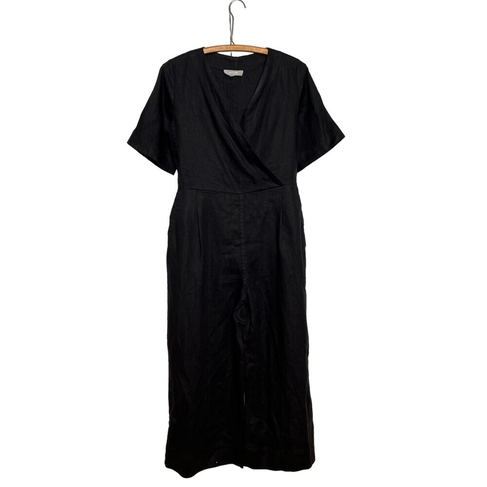 Everlane The Linen Cross-Front Jumpsuit Black Size 0 - Picture 2 of 11